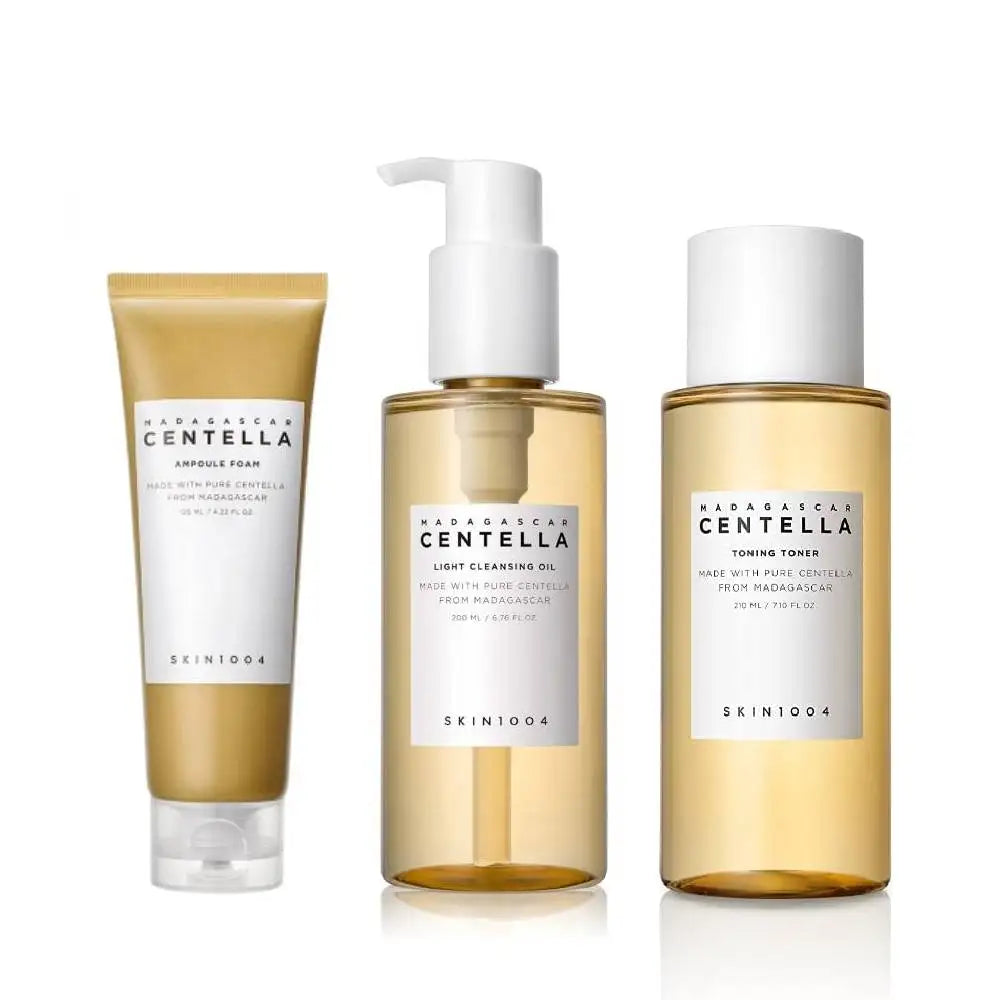 CENTELLA - Kit de soins de la peau coréen Skin1004, Ampoule, Toner Nettoyant ,Sérum Visage, Huile Nettoyante et Crème Hydratante Ensemble de Produits Originaux