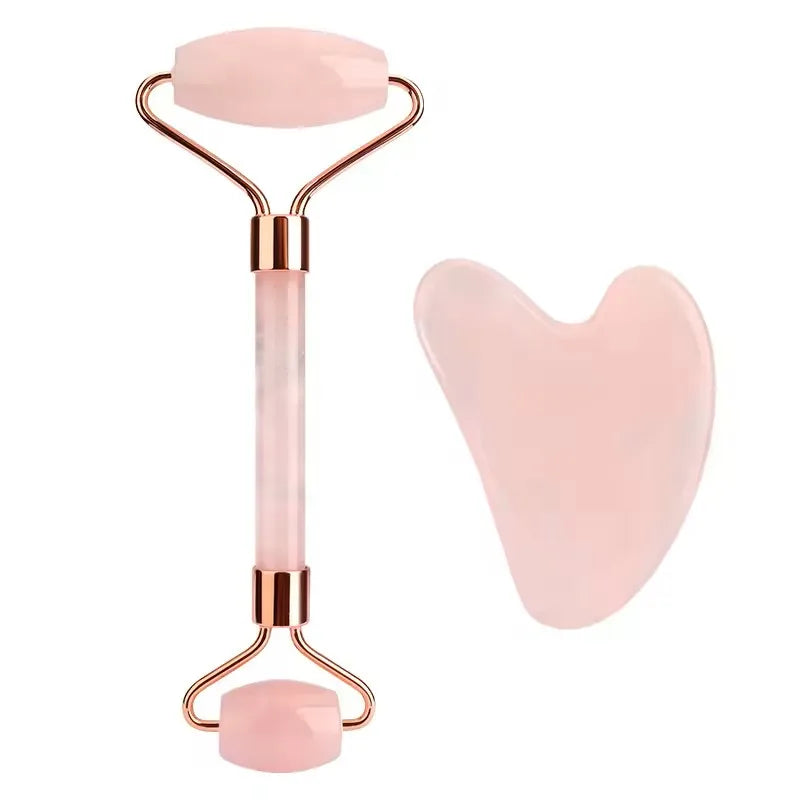 ROULEAU DE JADE ET GUA SHA QUARTZ ROSE