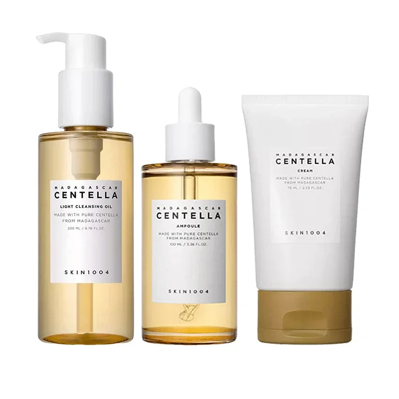 CENTELLA - Kit de soins de la peau coréen Skin1004, Ampoule, Toner Nettoyant ,Sérum Visage, Huile Nettoyante et Crème Hydratante Ensemble de Produits Originaux