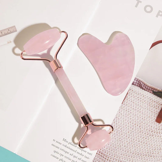 ROULEAU DE JADE ET GUA SHA QUARTZ ROSE