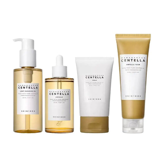 CENTELLA - Kit de soins de la peau coréen Skin1004, Ampoule, Toner Nettoyant ,Sérum Visage, Huile Nettoyante et Crème Hydratante Ensemble de Produits Originaux